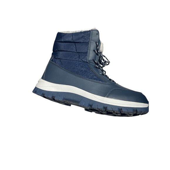 Blue Womens Winter Boots Size 9/ 42 Warm Faux Fur Lined Lace Up Waterproof Sole - Picture 3 of 5